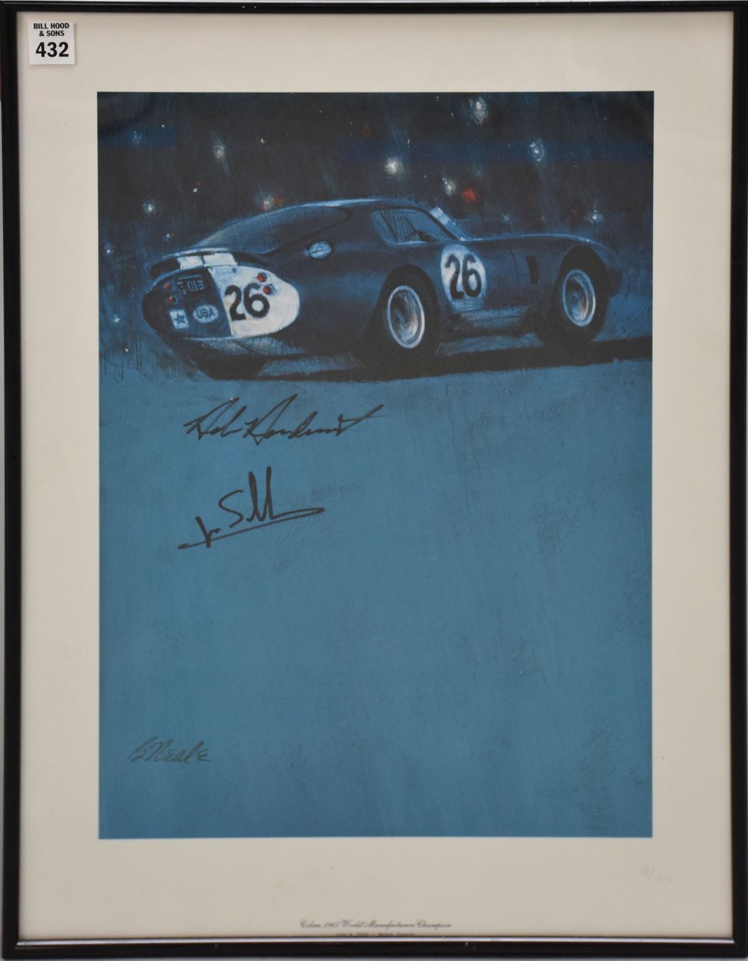 Bob Bondurant & Jo Schlesser Signed Bill Neale Shelby Cobra 1965 Print - A Cobra 1965 World (1 of 4)