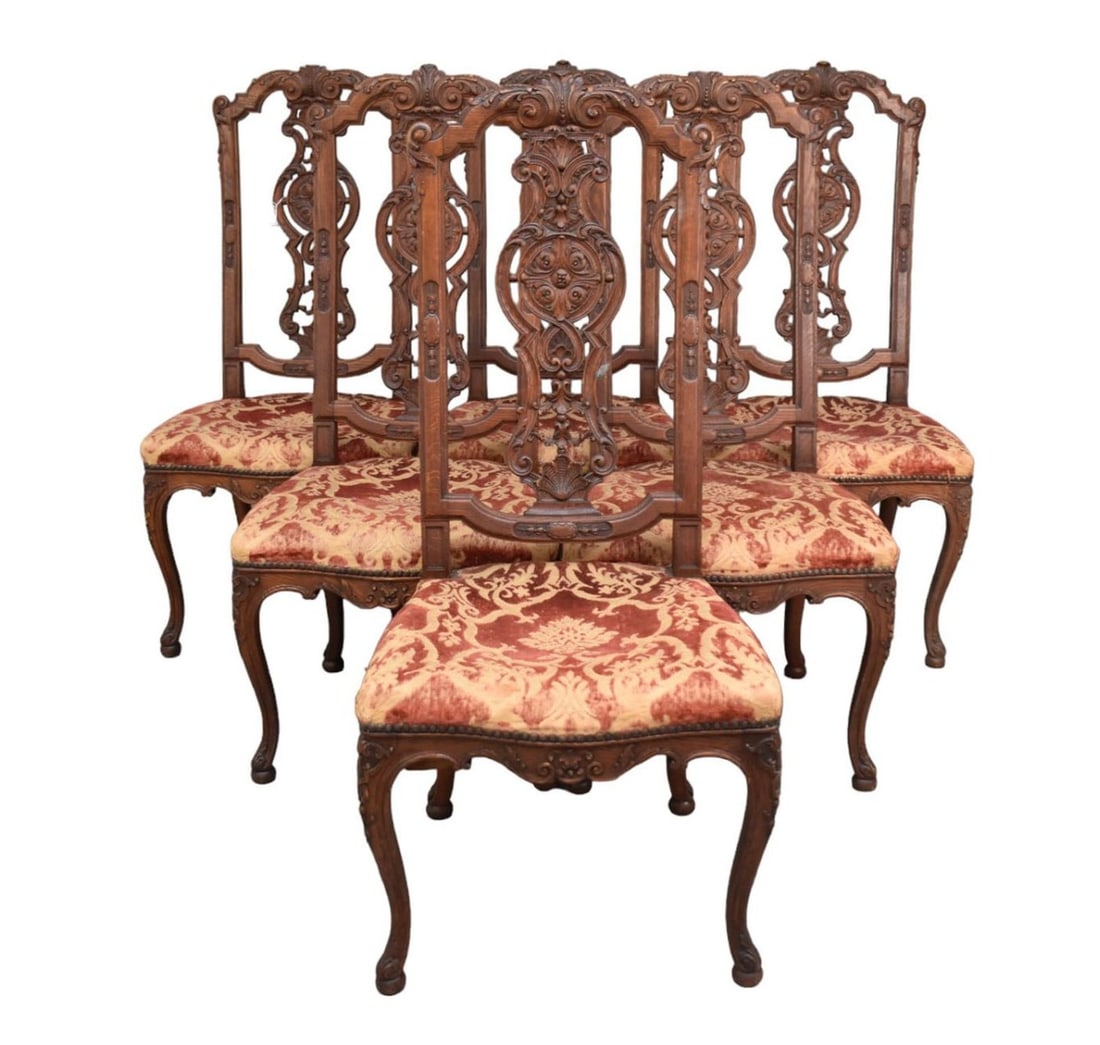 6 Carved Side Chairs, Circa 1900: 6 Carved Side Chairs, Circa 1900