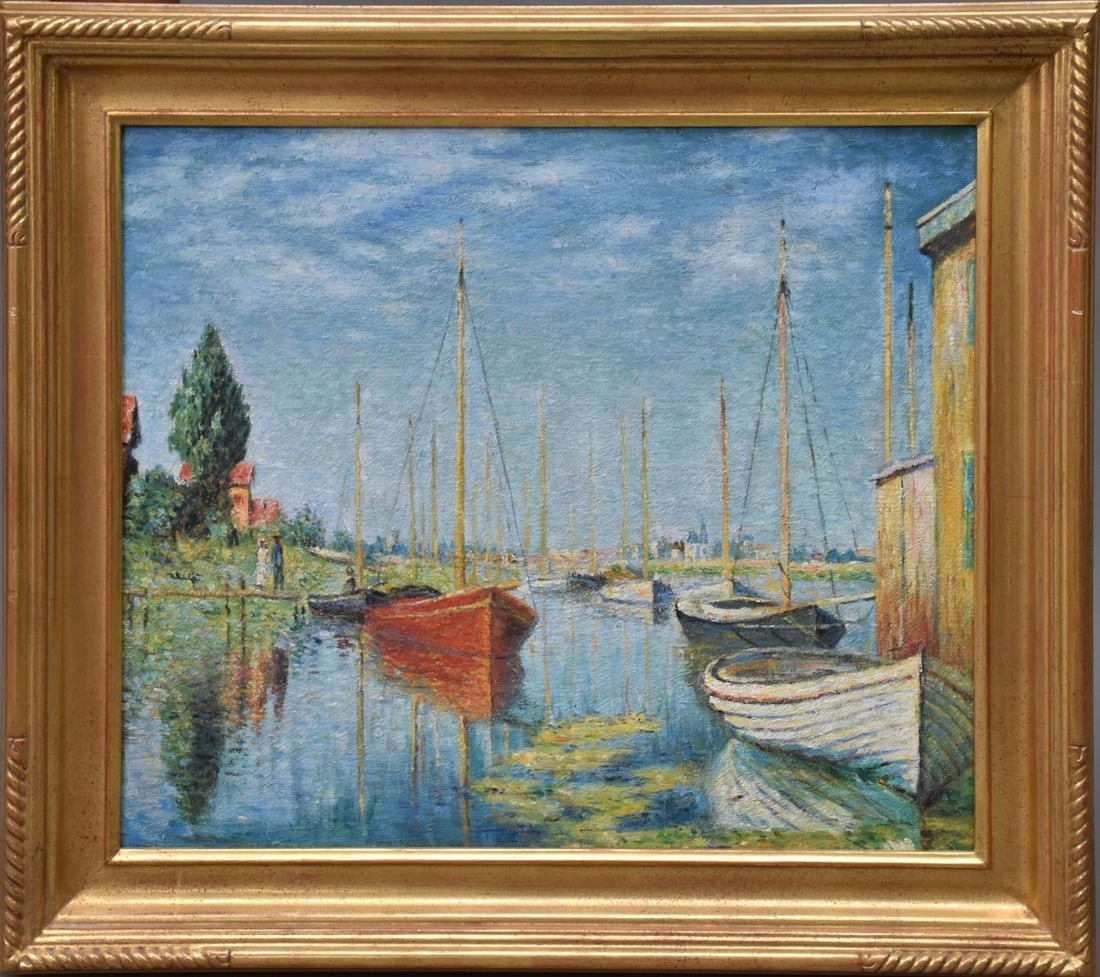 After Monet, Pleasure Boats, oil on canvas, 20" x 24" canvas, 26" x 30" overall: After Monet, Pleasure Boats, oil on canvas, 20" x 24" canvas, 26" x 30" overall