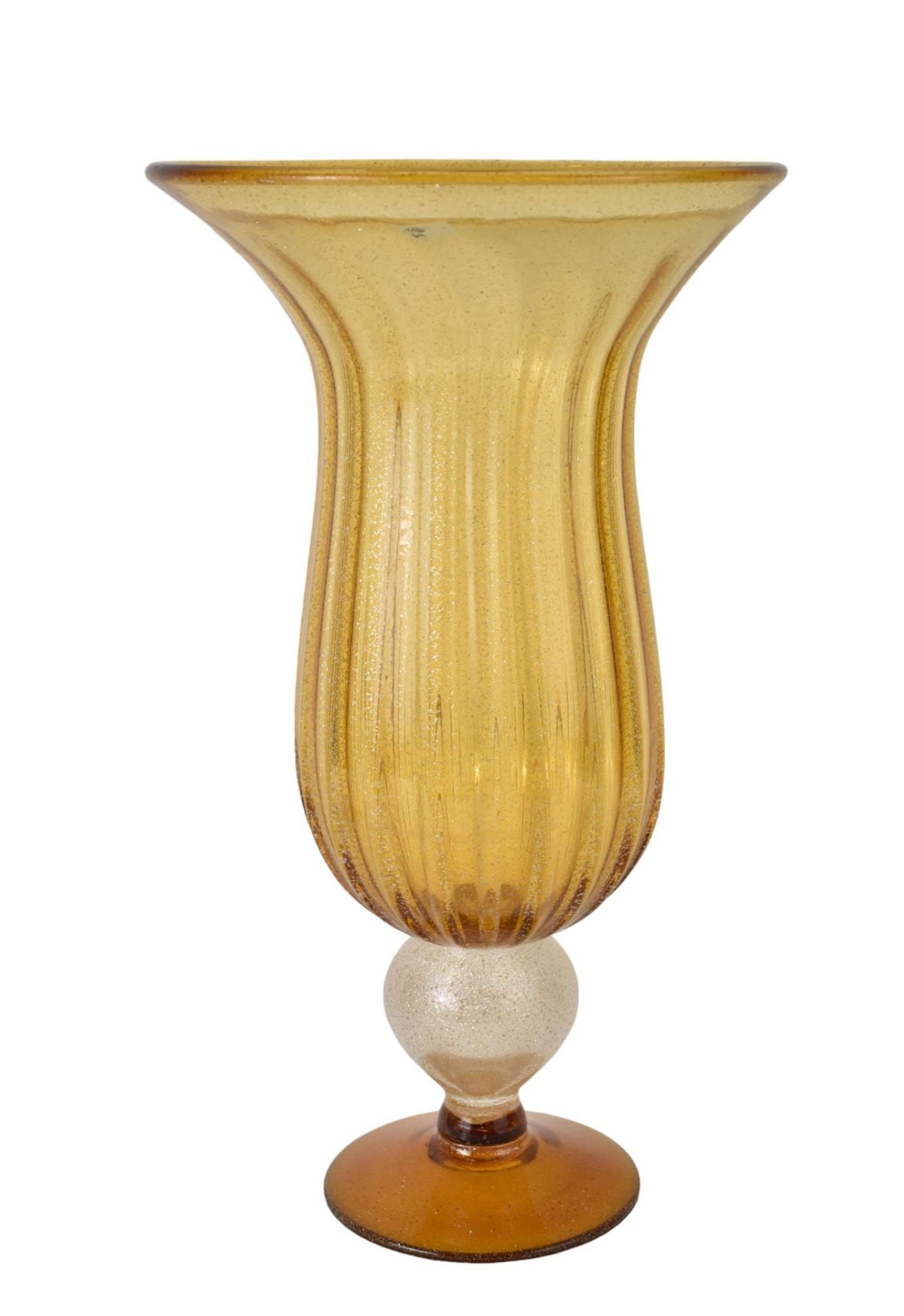 Murano Gold Fleck Art Glass Vase, 20 1/8" h: Murano Gold Fleck Art Glass Vase, 20 1/8" h