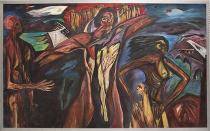 Jaime de Guzman (FILIPINO, 1942) Extremely Large Oil on Canvas titled: 15th Station of the