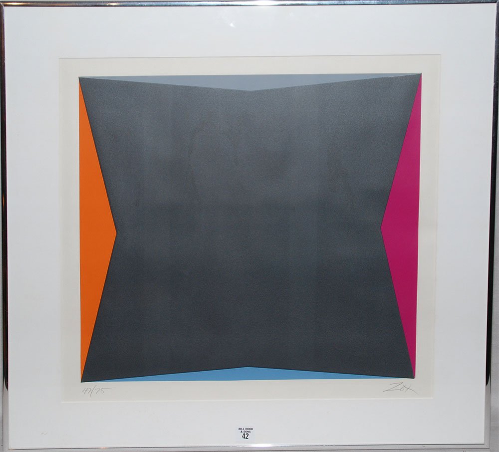 Larry Zox (American 1937 - 2006) Modern Serigraph, : Larry Zox (American 1937 - 2006) Modern Serigraph, pencil signed & numbered 47/75, 20" x 20" sight, 26-1/2" x 26-1/2" framed