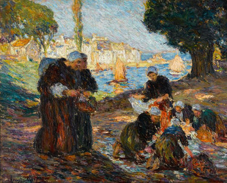 AUGUSTUS KOOPMAN (American, 1869-1914) Coastal Sce: AUGUSTUS KOOPMAN (American, 1869-1914) Coastal Scene Oil on canvas 26-1/4 x 32-1/4 inches (66.7 x 81.9 cm) Signed lower left: Augustus Koopman PROVENANCE: Dr. and Mrs. Robert Lieberman, Winter Park, F