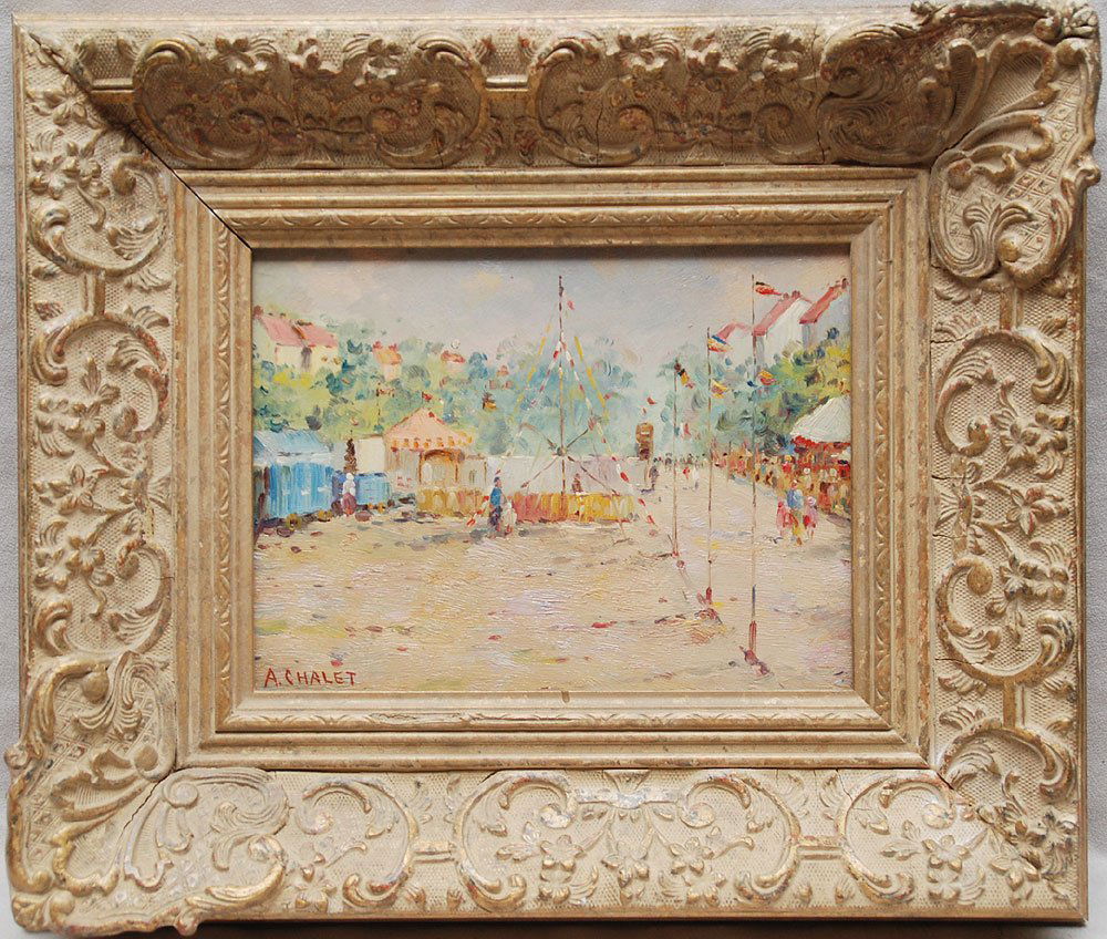 Pr. Andre Chalet (France 1954 - ) oil on canvas b: Pr. Andre Chalet (France 1954 - ) oil on canvas boards, Beach Scenes, both are approx 7-1/2" x 9-1/2"