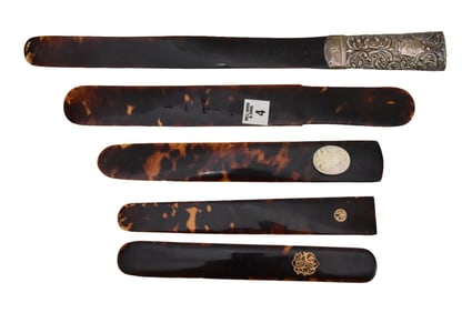 Collection of Five Antique Page Turners / Paper Knives, C. 19th - Early 20th Cen. - A collection of