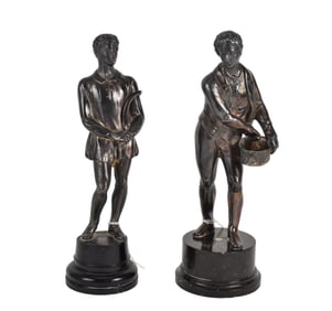 Pair Victorian English Silver Figural Statuettes, C. 1860 - Two figural English silver statuettes.