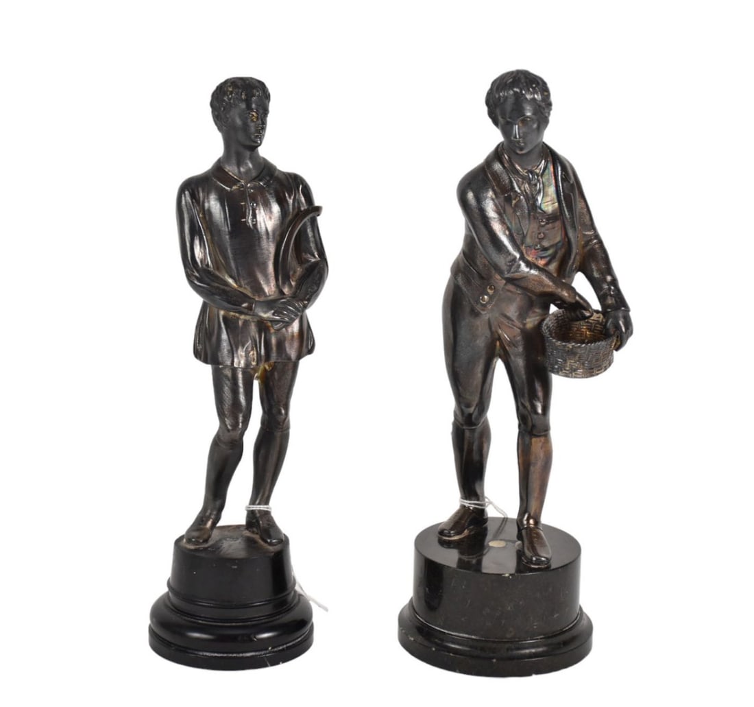 Pair Victorian English Silver Figural Statuettes, C. 1860 - Two figural English silver statuettes. (1 of 6)