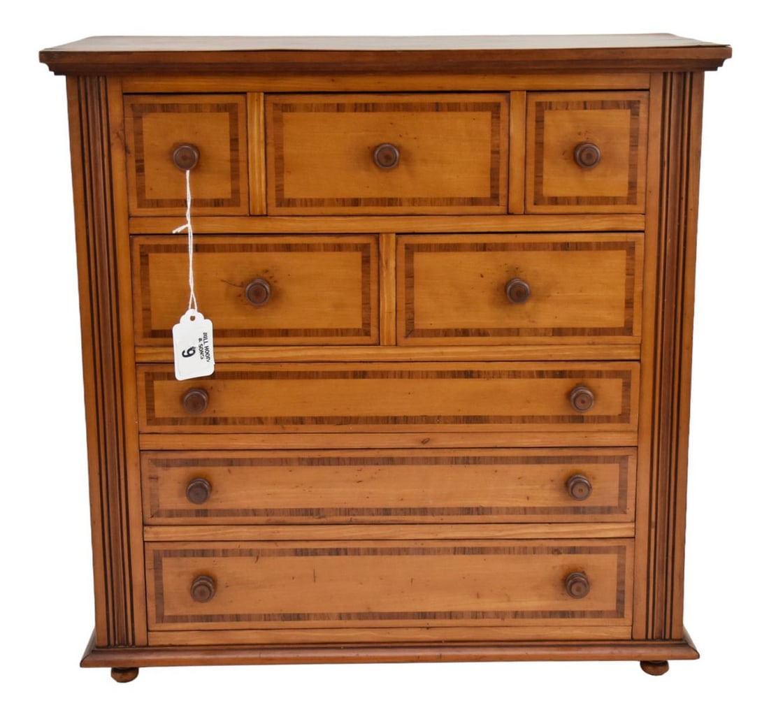 Fine Miniature Chest with 8 Drawers, Diamond Inlay at Top & Sides, Banded Inlay Drawer Fronts, 16 (1 of 6)