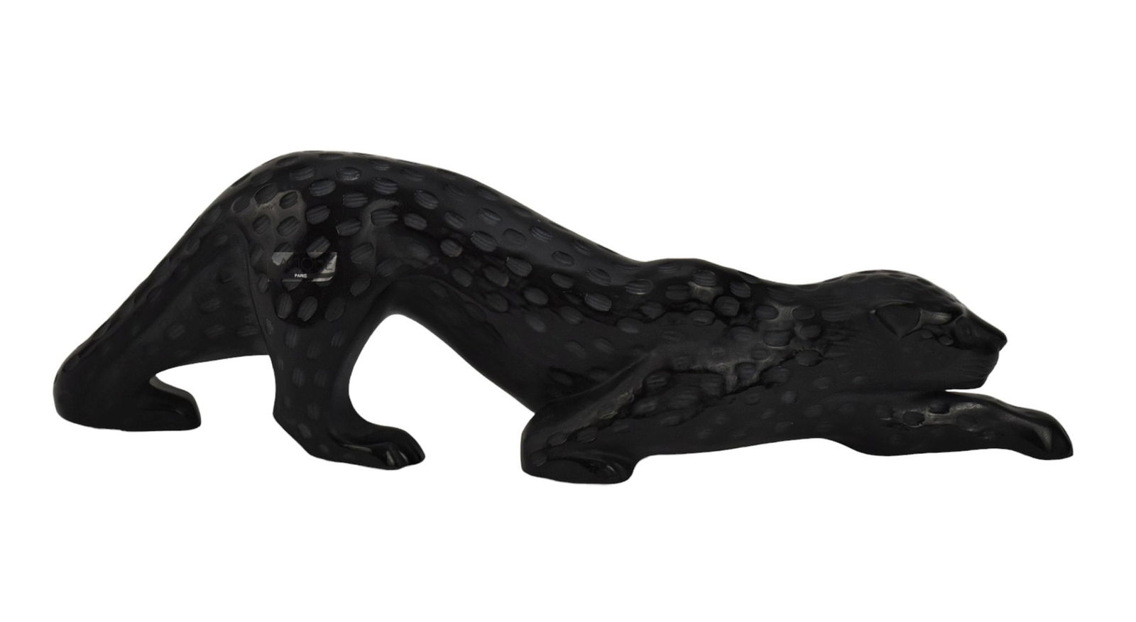LALIQUE France "Zeila Panther" Black Crystal Sculpture - A black crystal sculpture depicting a (1 of 7)