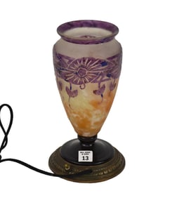 La Verre Francois, 1920 Art glass Vase/Lamp 10 inches tall on 1 inch base.  5 inch diameter at