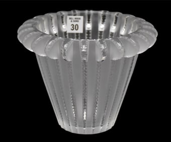 Lalique Crystal "Royat" Vase, 7"h x 6"w