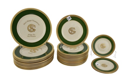 28 pcs. Assorted Lenox Porcelain Trophy China, 12 Dinner Plates, 14 Salad Plates 3 Dessert Plates,
