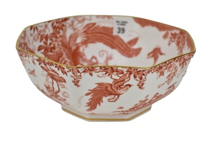 Royal Crown Derby Bowl, Red Aves, 3 7/8"h x 9 3/8"w