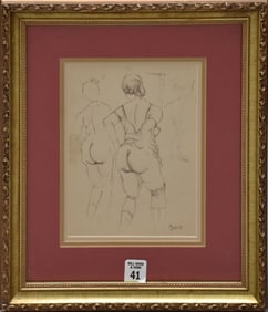 George Grosz (German 1893-1959)  pen drawing woman’s study,  sight size 6 x 7-3/4 inches, overall