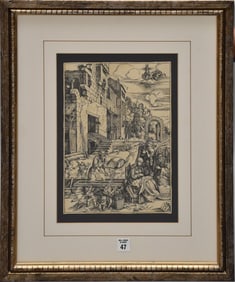 Albrecht Dürer Woodcut, sheet size 12 1/8" x 8 1/2", overall 22" x 18"