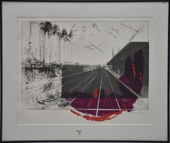 Ivan Schwebel (ISRAELI, 1932–2009) mixed media- Lithograph, and paint, and hand painted.  pencil