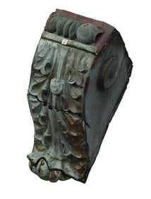 Architectural oversize 19th c. Copper Corbel, Verdigris Finish, Most Likely From a Public Building,