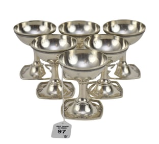 Set of 6 International TRIANON Sterling Silver Sherbet Cups, No Liners -  A set of 6 sterling silver