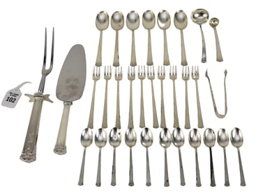 International Sterling TRIANON Assorted Flatware - Group of sterling silver flatware and serving