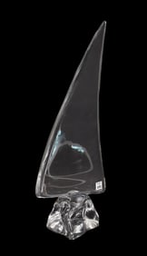 Daum Crystal Sail Sculpture on Base, 24"h