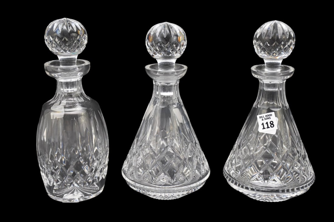 3 Waterford Decanters, Pair and Single, All 10"h (1 of 2)