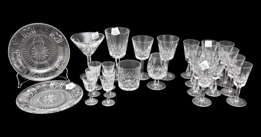 Waterford Stems, Assorted Sizes and 2 Millenium Plates (8"dia)