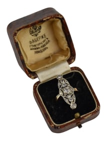 Vintage Art Deco Russian Antique Gold Diamond Ring Stamped 56. Size 5 wt. 3.4 grams