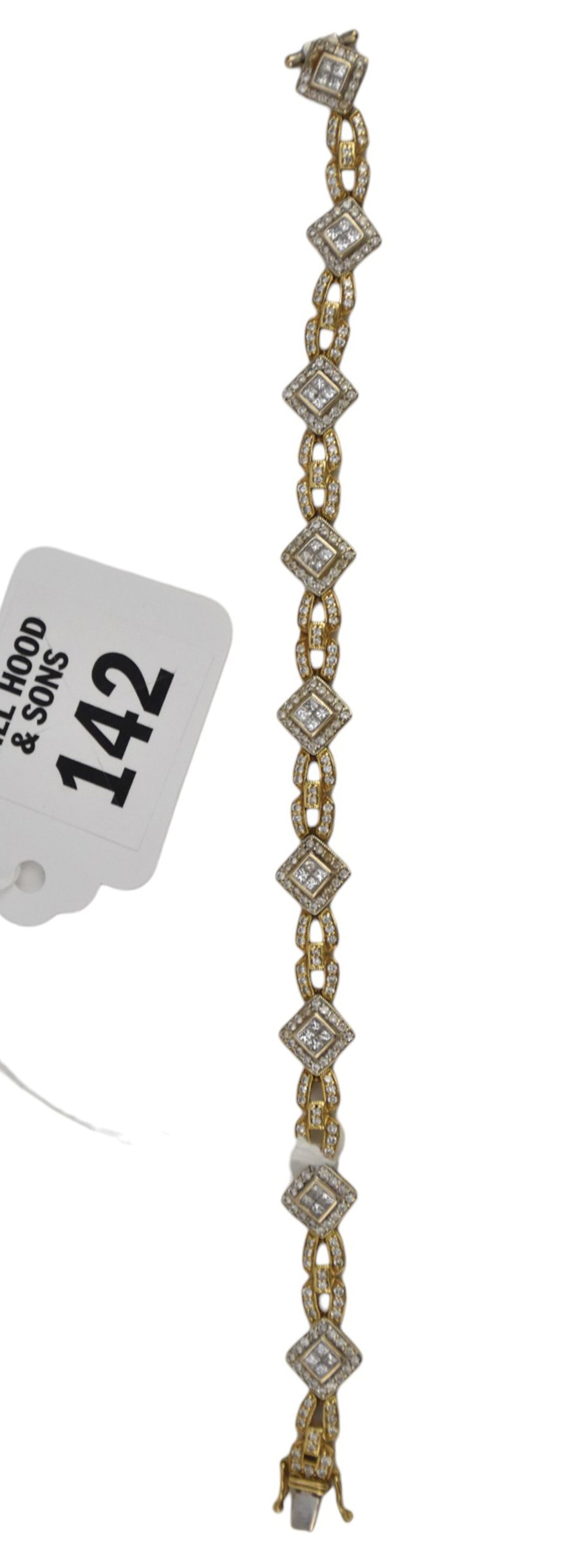 18K Yellow Gold Diamond Bracelet. 7" wt. 13.3 grams approx 3.5 tcw 261 round .01 and 36 emerald cut (1 of 5)