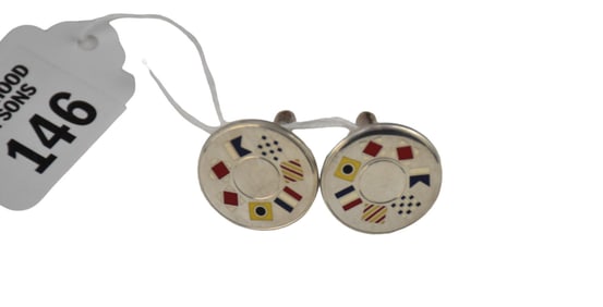 Tiffany National Enamel Flag Cufflinks