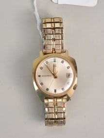 Accutron Bulova 14K Gold Case Watch. D79249 Stretch Band Dial 36mm needs battery