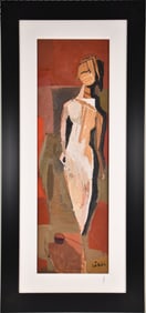 Stefan Lokos (American, Mexico, Hungarian 1913-1994) Figural Collage oil and wood. Female in White,