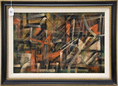 Abstract Composition signed lower right Vieira da Silva and dated '60.  oil on artist board. 13 x