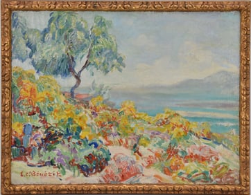Emanuel Charles Louis Benezit (France 1887 - 1975) Landscape with Trees on the seaside in the South