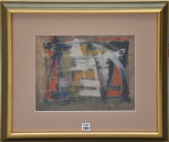 Attributed to: Hans Hartung (1904-1989) watercolor/gouache on paper, abstract composition, signed