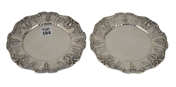 Two Reed & Barton FRANCIS I  Sterling Silver Bread Plates - Two Reed & Barton Sterling Silver bread