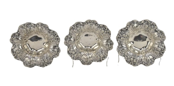 Three Reed & Barton FRANCIS I Sterling Silver Bon Bon Bowls - Three Reed & Barton Sterling Silver