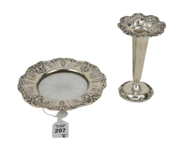 Reed & Barton FRANCIS I Sterling Silver Vase & Lemon Tray - Two Reed & Barton sterling silver