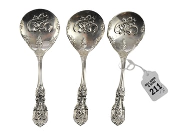 3 Reed & Barton Sterling Francis I Christmas Bon Bon Servers, 5 ozt
