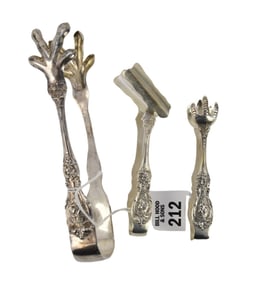 3 Reed & Barton Sterling Francis I Tongs, Asparagus, Sugar and Larger Claw, 3 ozt