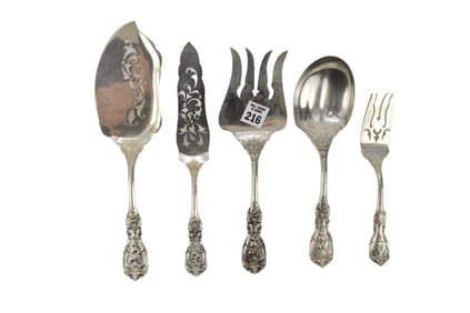 Reed & Barton Sterling Francis I Serving Pcs, 5 Pcs. Large Veg. Spoon, Fish Fork & Server, Meat Fork
