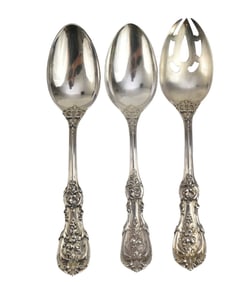 Reed & Barton Sterling Francis I Serving Spoons, 2 Vegetable Spoons and 1 Pierced Spoon, 9ozt