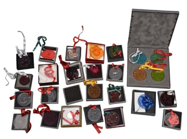 Lalique Lot of Approx. 27 Assorted Christmas Ornaments, 1989-2014