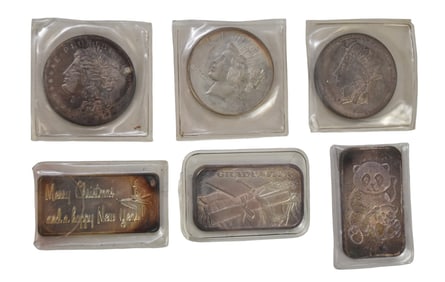 6 - 1 troy oz Rounds & Bars.