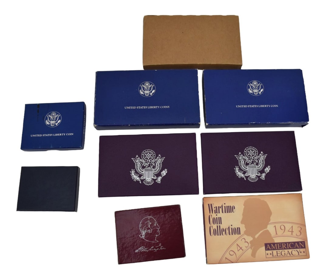 US Silver Proof Set Coin Lot.& Liberty dollars.  2 1986 Liberty Silver Dollars and 2 half dollar,  2 (1 of 8)