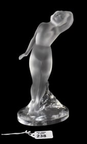 Lalique Crystal Figural Nude, 10"h x 4 1/2"w