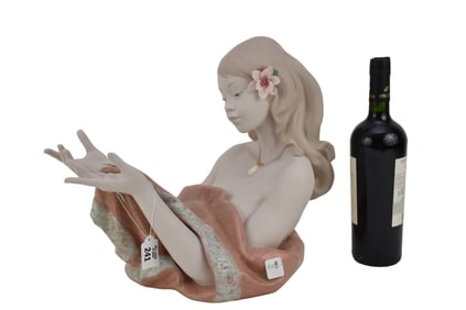 Lladro Porcelain Figure, Bust of Young Girl, "Morning Dew", 13"h x 16"w