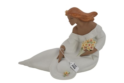 Lladro Porcelain Figure, Seated Flower Girl "Midday", 10"h x 16"w