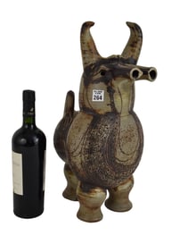 Large Glazed Ceramic / Pottery Bull, by Dora de Larios (American, 1933-2018)  18h x 12d x 8.5w