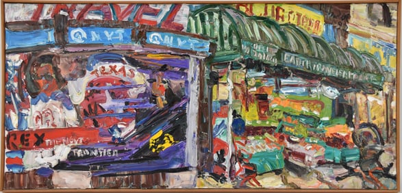 Kenneth McIndoe (American Born 1938) oil on canvas painting, travel eighth Avenue, signed upper