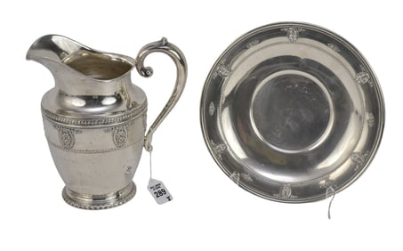 Wallace Sterling Silver "Rose-Point" Water Pitcher & Underplate - Wallace Sterling, Rose Point